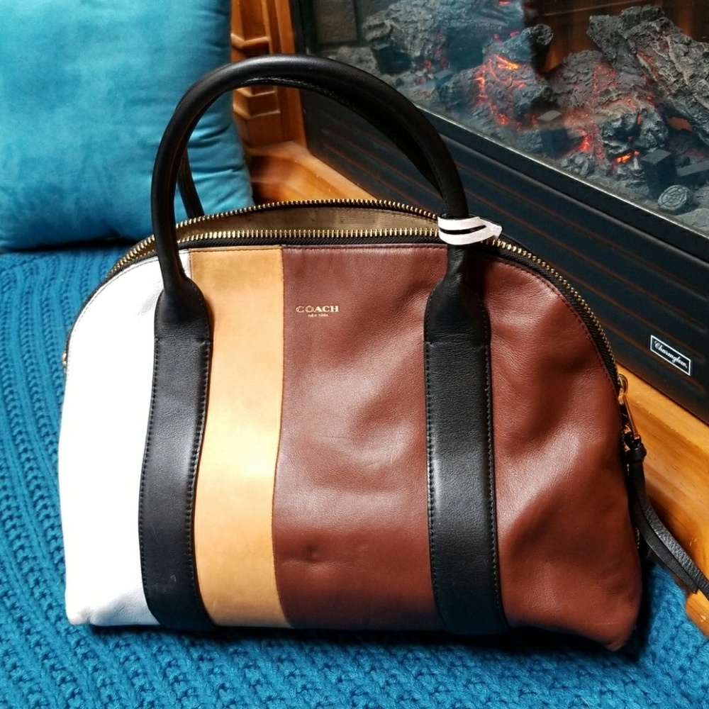 Color block coach handbag